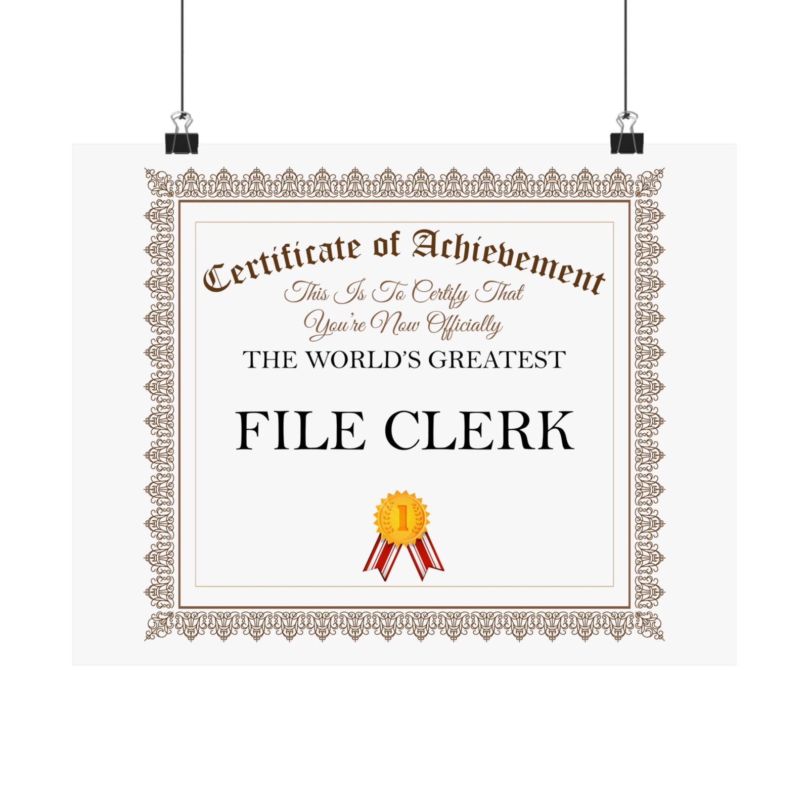 World's Greatest File Clerk - 14 in x 11 in Matte Poster