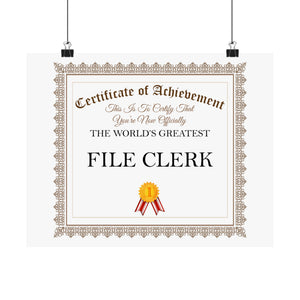World's Greatest File Clerk - 14 in x 11 in Matte Poster