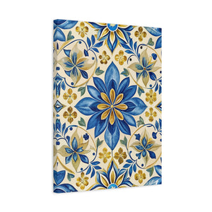 Folk Floral Pattern, Portuguese Inspired 02 - 18 in x 24 in Matte Canvas, Stretched, 1.25 in