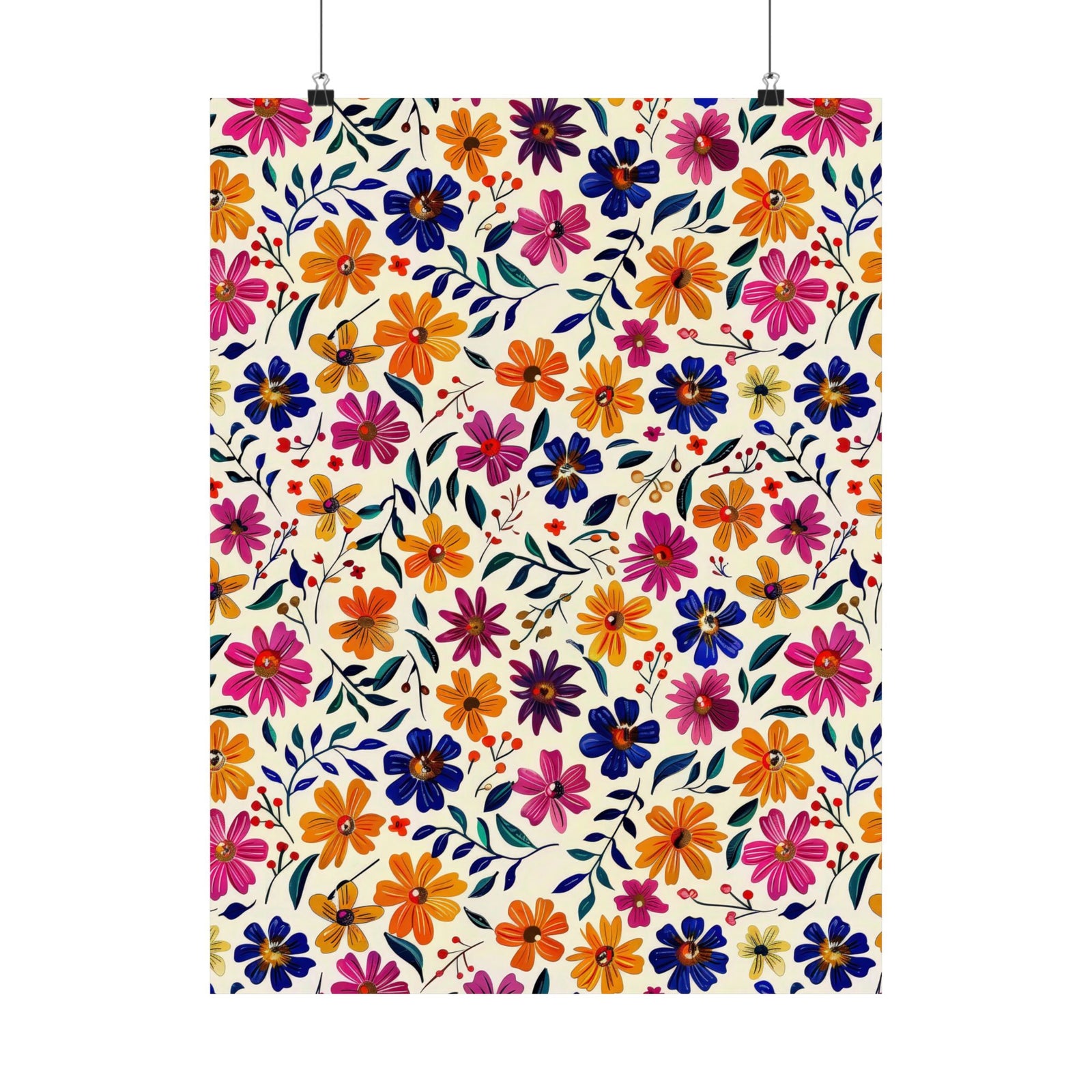 Mexican Floral Fiesta Pattern 008 - 18 in x 24 in Matte Poster