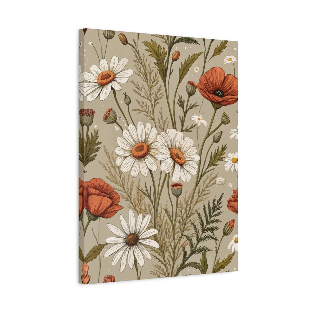 Wildflowers Pattern 136 - 18 in x 24 in Matte Canvas, Stretched, 1.25 in