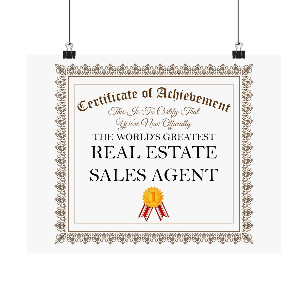 World's Greatest Real Estate Sales Agent - 14 in x 11 in Matte Poster
