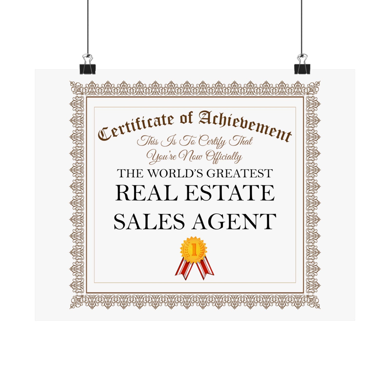 World's Greatest Real Estate Sales Agent - 14 in x 11 in Matte Poster