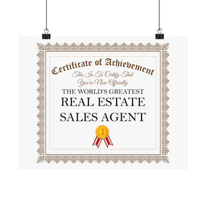 World's Greatest Real Estate Sales Agent - 14 in x 11 in Matte Poster