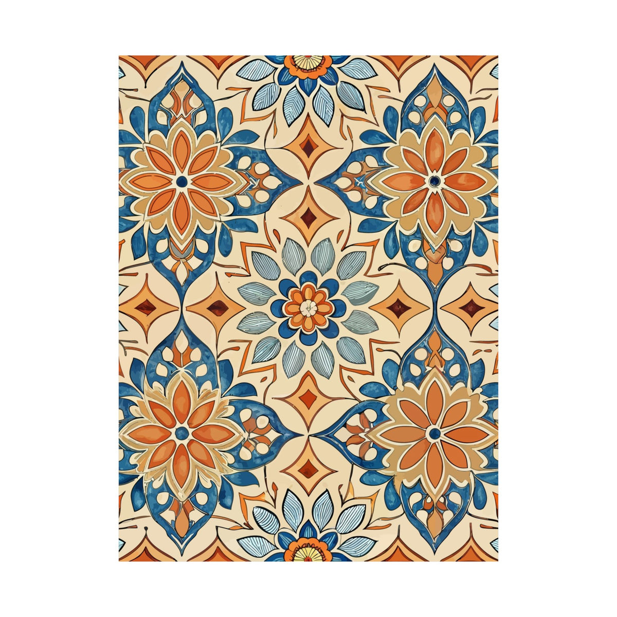 Folk Floral Pattern, Moroccan Inspired 08 - 18 in x 24 in Matte Poster