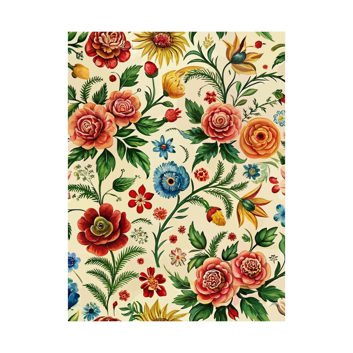 Folk Floral Pattern, Romanian Inspired 03 - 18 in x 24 in Matte Poster