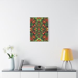 Folk Floral Pattern, Hungarian Inspired 04 - 18 in x 24 in Matte Canvas, Stretched, 1.25 in