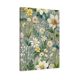 Folk Floral Pattern, Alpine Inspired 02 - 18 in x 24 in Matte Canvas, Stretched, 1.25 in