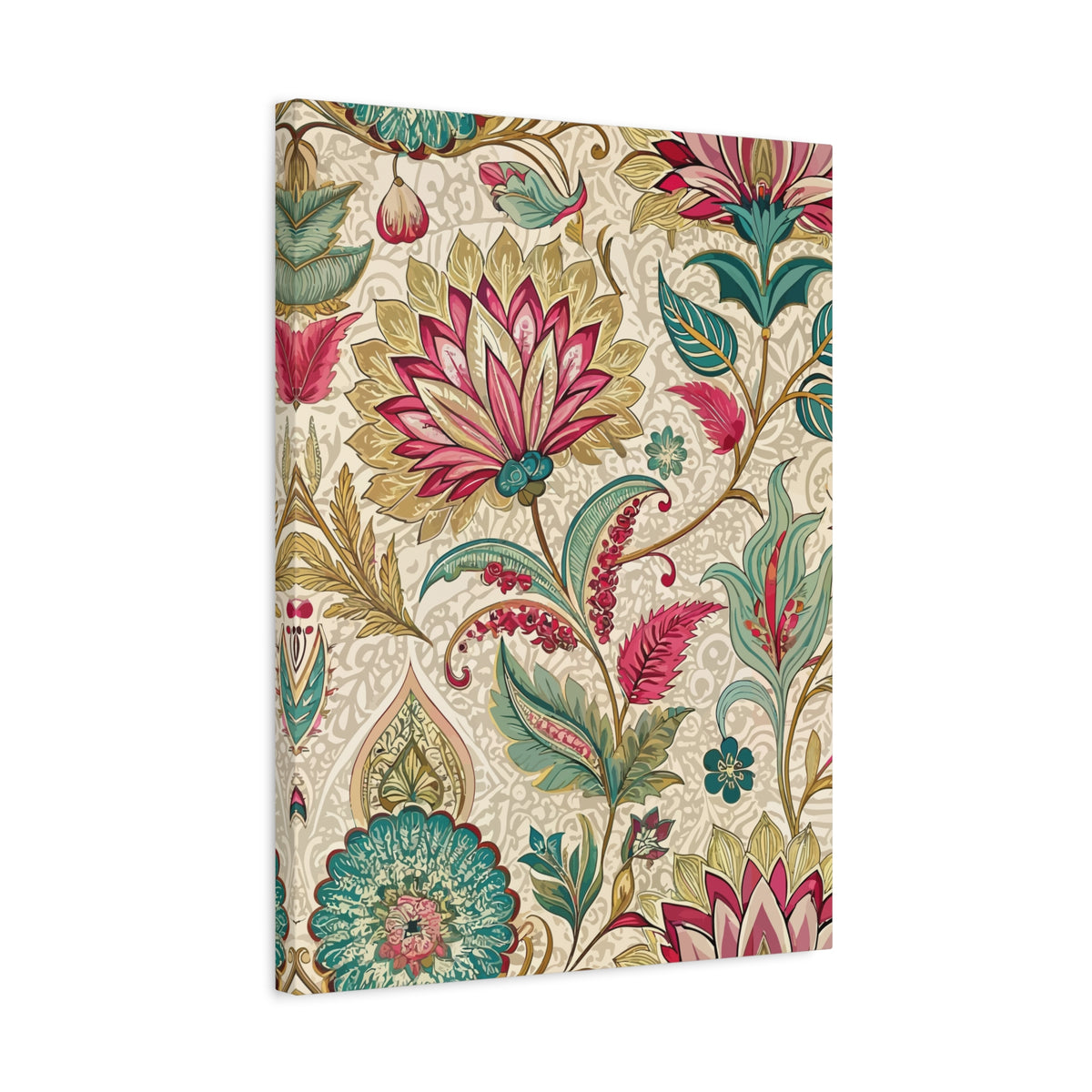Folk Floral Pattern, Indian Inspired 04 - 18 in x 24 in Matte Canvas, Stretched, 1.25 in