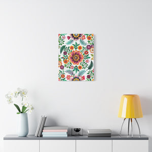 Folk Floral Pattern, Mexican Inspired 01 - 18 in x 24 in Matte Canvas, Stretched, 1.25 in