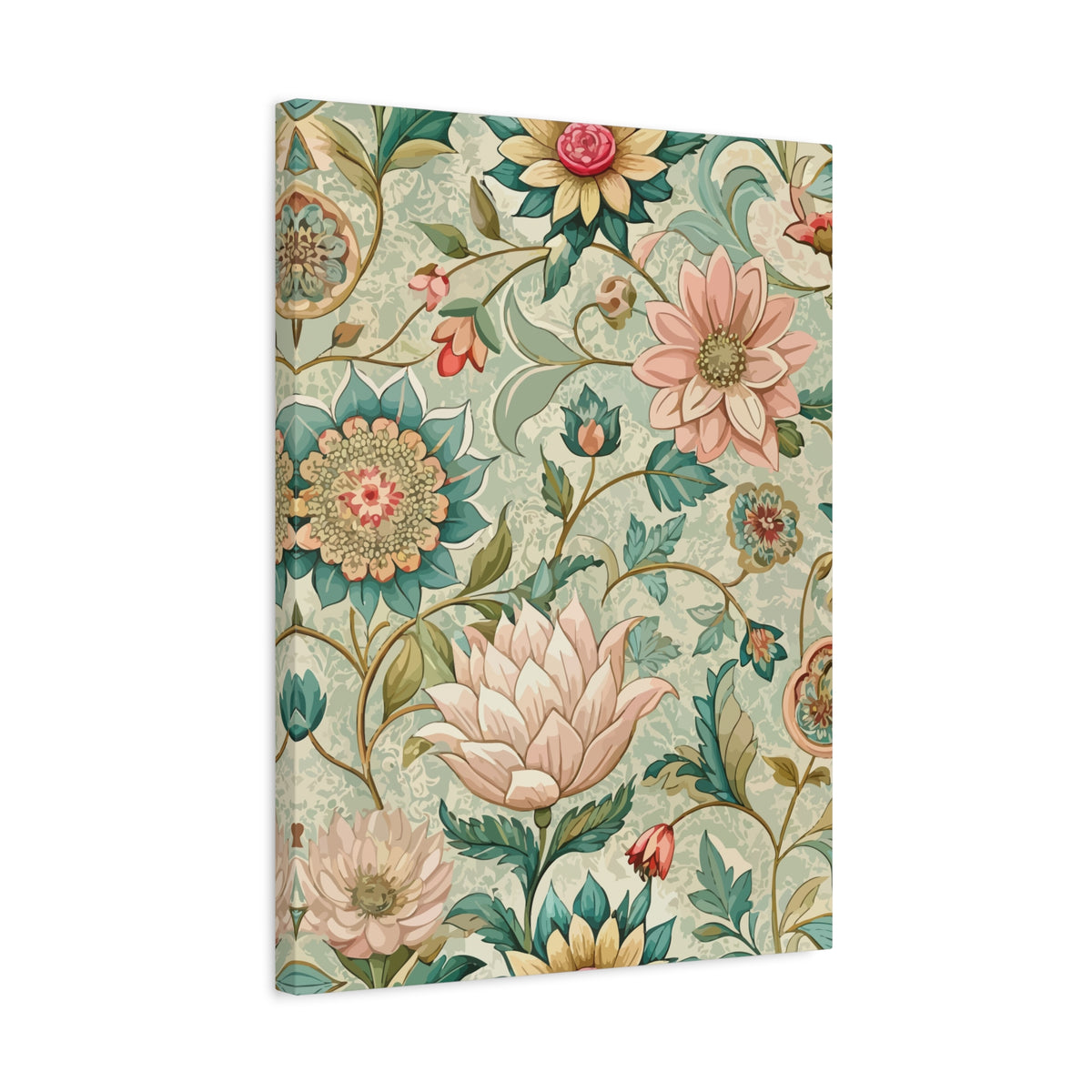 Folk Floral Pattern, Burmese Inspired 01 - 18 in x 24 in Matte Canvas, Stretched, 1.25 in