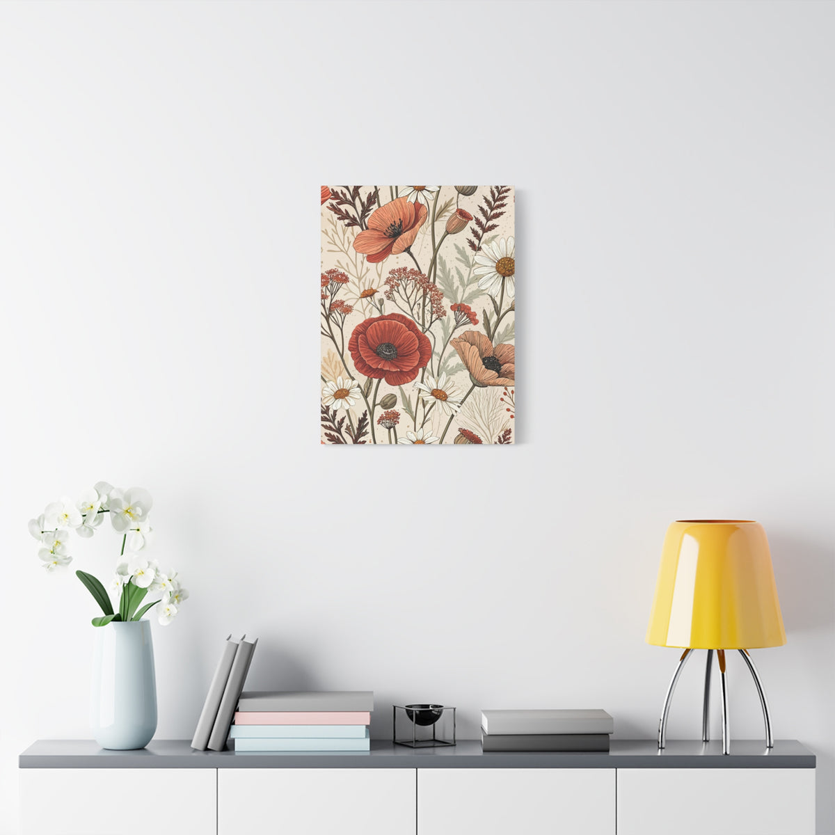 Wildflowers Pattern 040 - 18 in x 24 in Matte Canvas, Stretched, 1.25 in