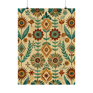 Folk Floral Pattern, Native American Inspired 02 - 18 in x 24 in Matte Poster
