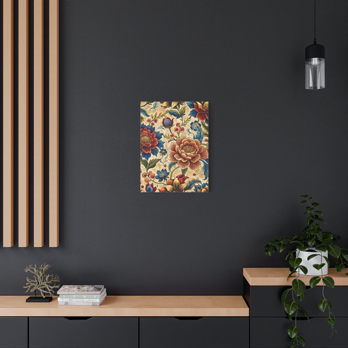 Folk Floral Pattern, Mongolian Inspired 01 - 18 in x 24 in Matte Canvas, Stretched, 1.25 in