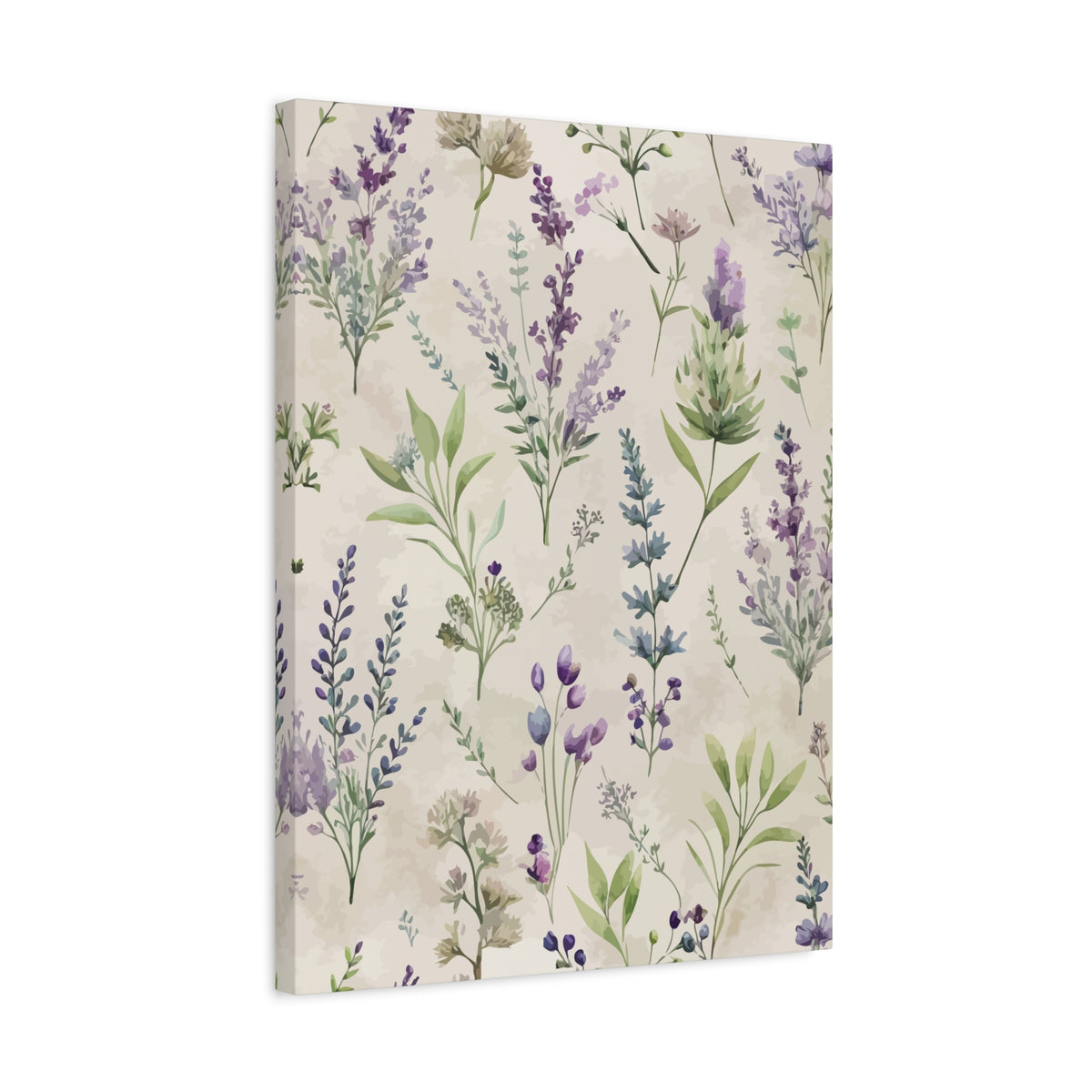 Folk Floral Pattern, French Inspired 02 - 18 in x 24 in Matte Canvas, Stretched, 1.25 in