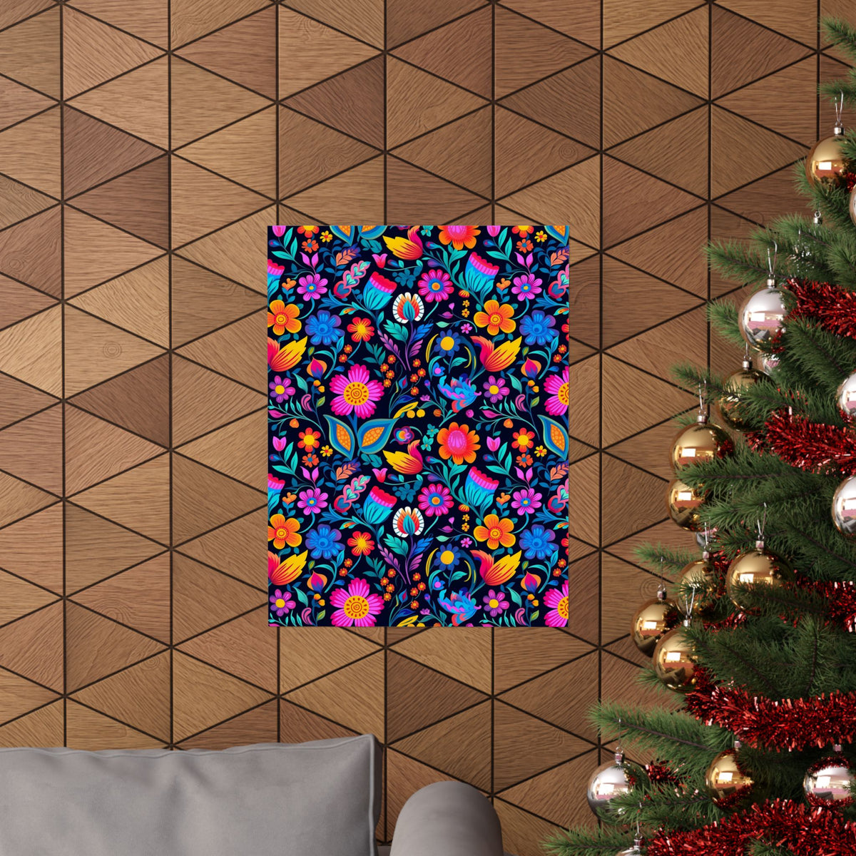Mexican Floral Fiesta Pattern 049 - 18 in x 24 in Matte Poster