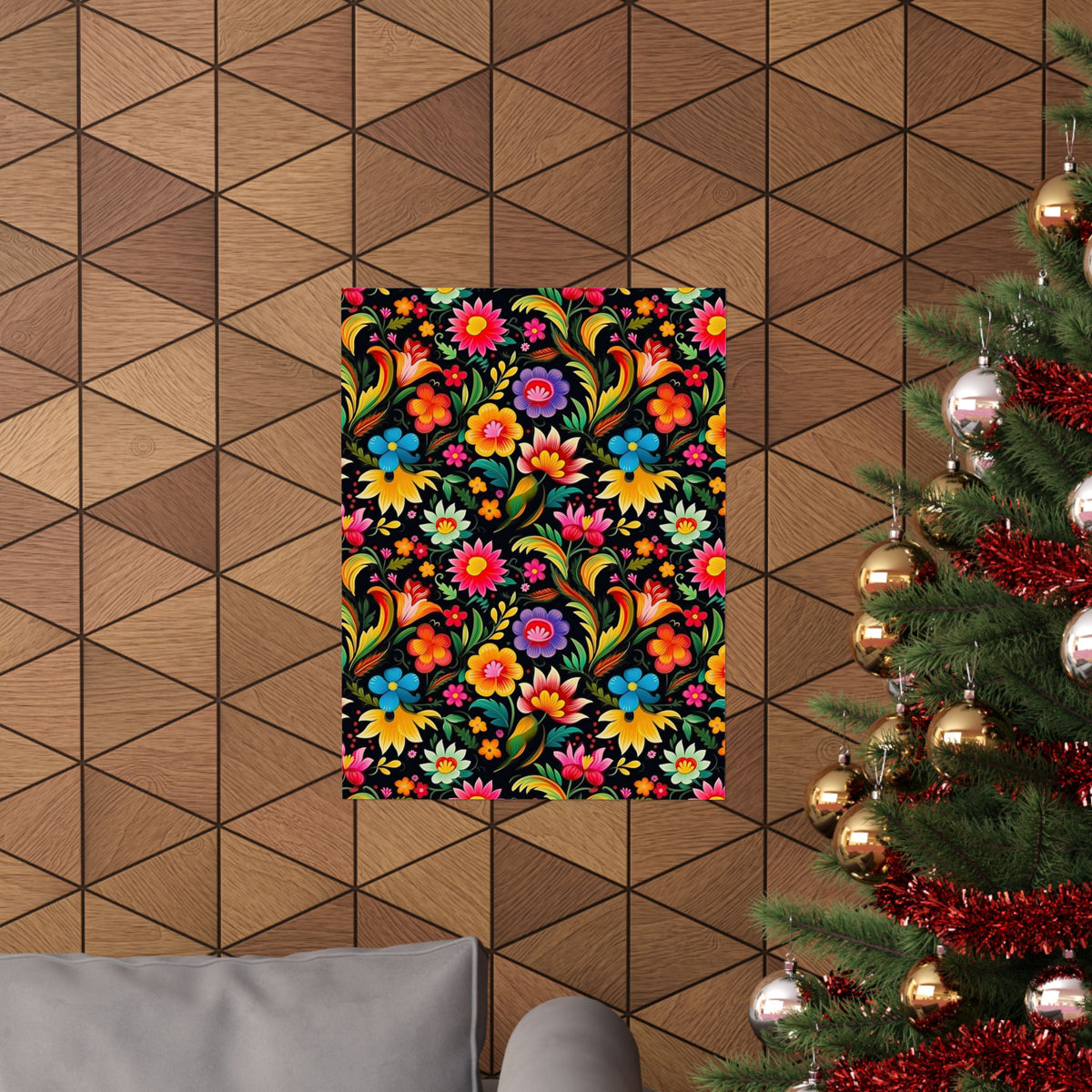 Mexican Floral Fiesta Pattern 033 - 18 in x 24 in Matte Poster