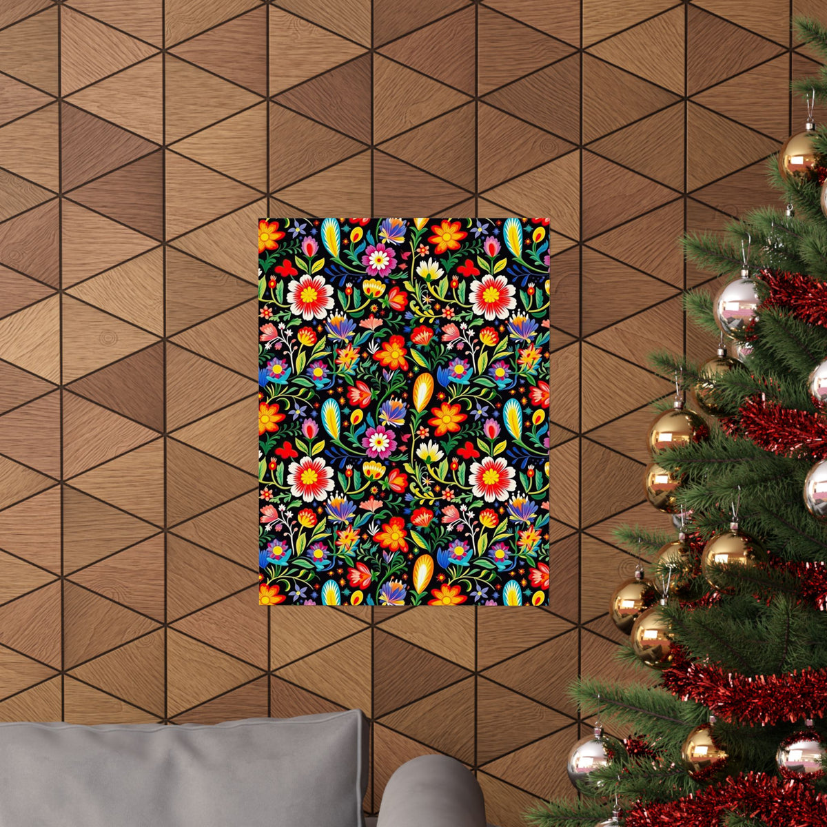 Mexican Floral Fiesta Pattern 038 - 18 in x 24 in Matte Poster