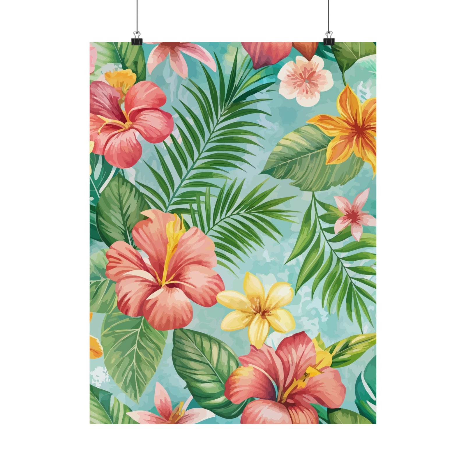 Folk Floral Pattern, Hawaiian Inspired 02 - 18 in x 24 in Matte Poster