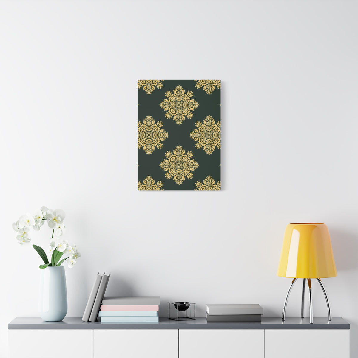 Damask Pattern 026 - 18 in x 24 in Matte Canvas, Stretched, 1.25 in