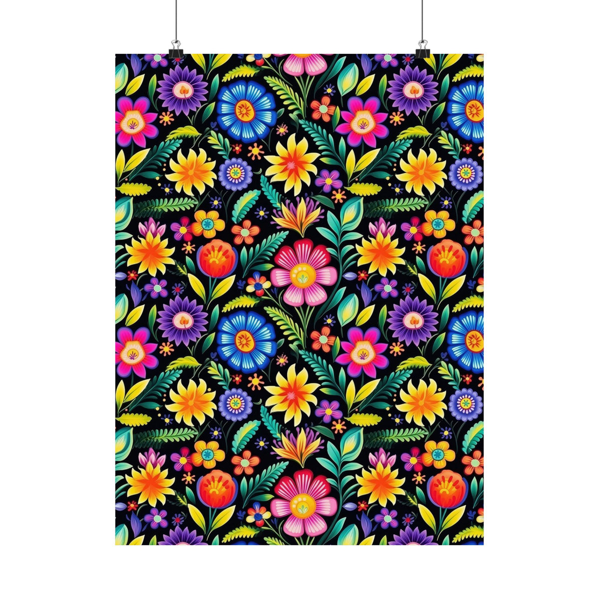 Mexican Floral Fiesta Pattern 029 - 18 in x 24 in Matte Poster