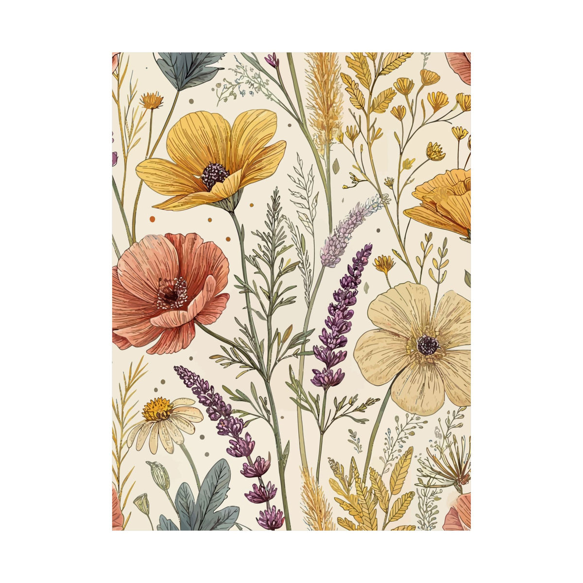 Wildflowers Pattern 005 - 18 in x 24 in Matte Poster