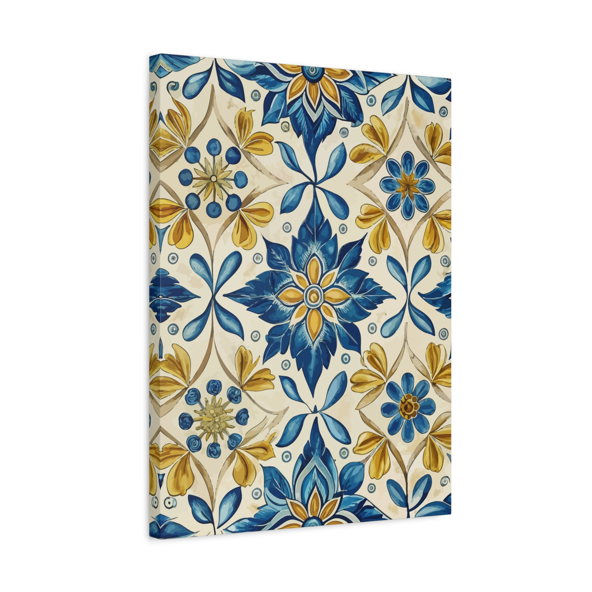 Folk Floral Pattern, Portuguese Inspired 01 - 18 in x 24 in Matte Canvas, Stretched, 1.25 in