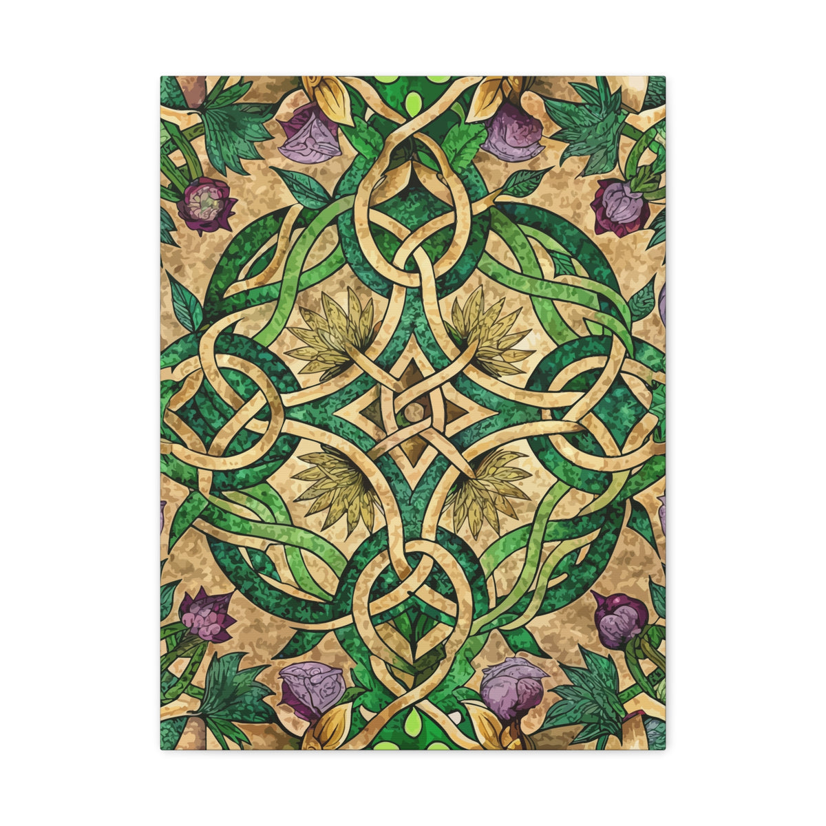 Folk Floral Pattern, Celtic Inspired 03 - 18 in x 24 in Matte Canvas, Stretched, 1.25 in