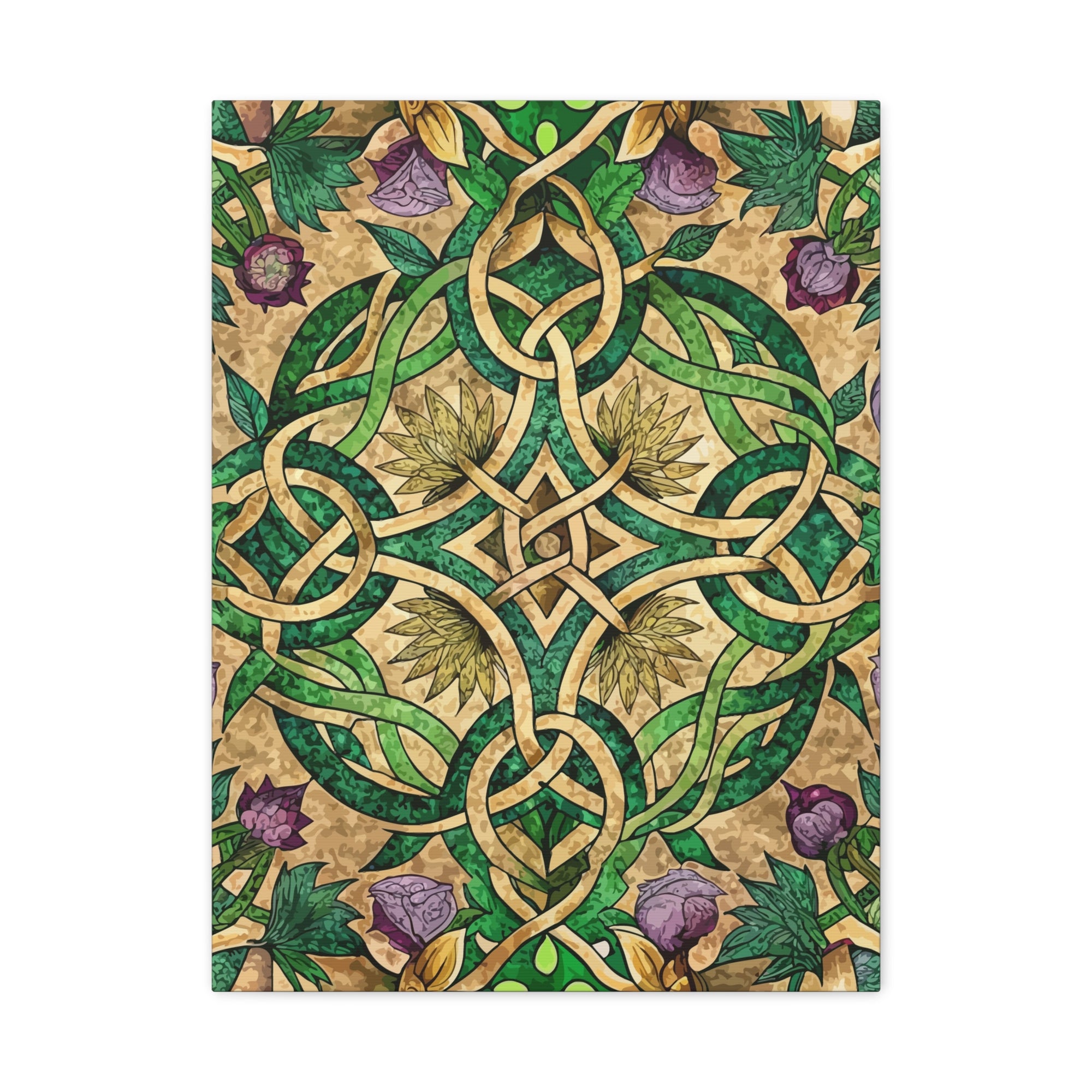 Folk Floral Pattern, Celtic Inspired 03 - 18 in x 24 in Matte Canvas, Stretched, 1.25 in