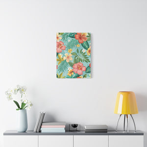 Folk Floral Pattern, Hawaiian Inspired 01 - 18 in x 24 in Matte Canvas, Stretched, 1.25 in