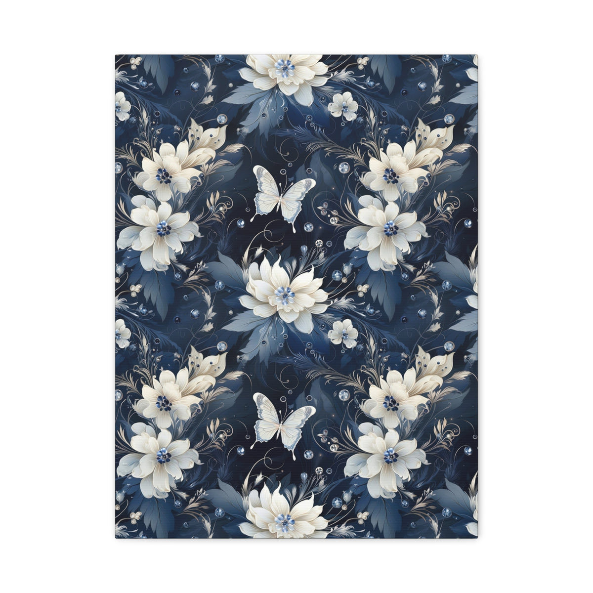 Nocturnal Bloom Pattern 004 - 18 in x 24 in Matte Canvas, Stretched, 1.25 in