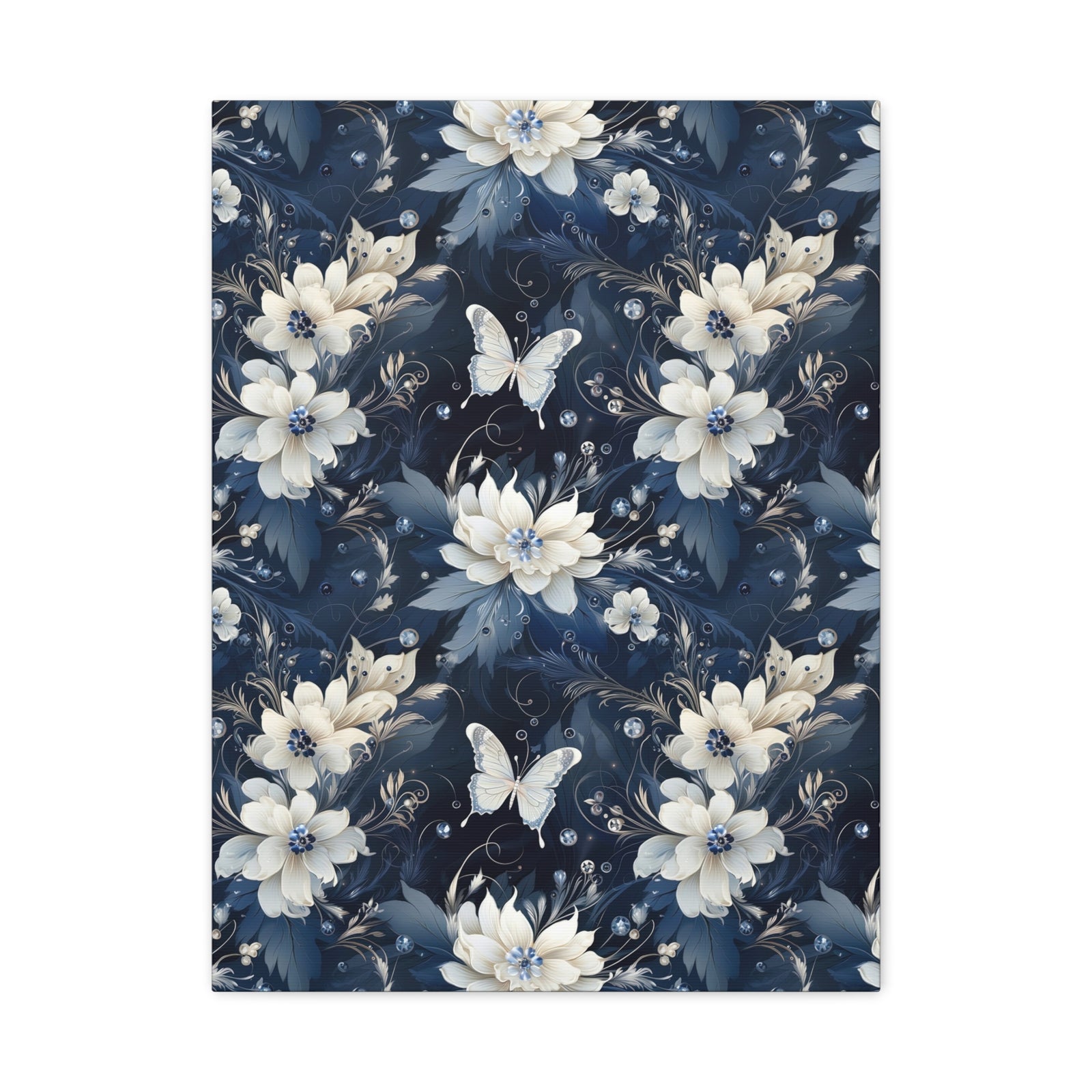 Nocturnal Bloom Pattern 004 - 18 in x 24 in Matte Canvas, Stretched, 1.25 in