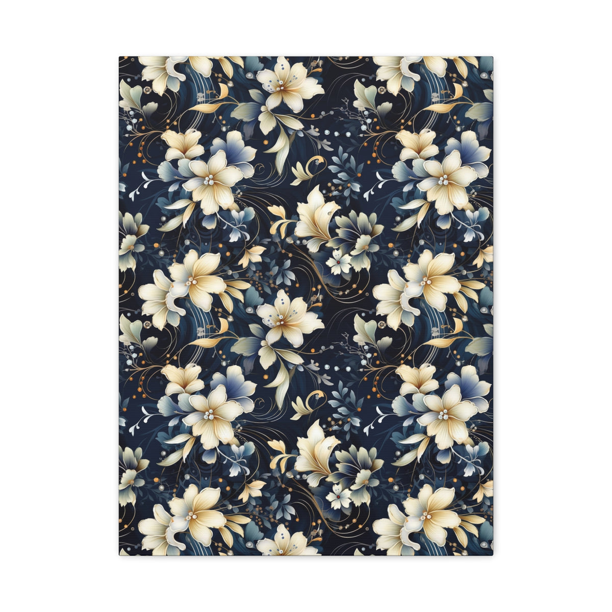 Nocturnal Bloom Pattern 006 - 18 in x 24 in Matte Canvas, Stretched, 1.25 in
