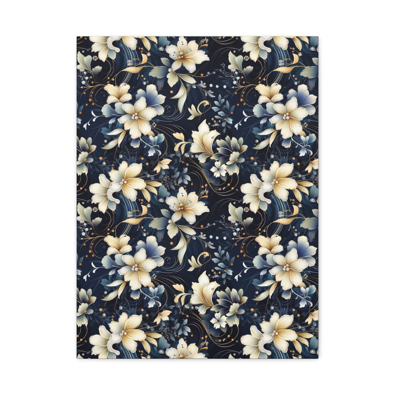 Nocturnal Bloom Pattern 006 - 18 in x 24 in Matte Canvas, Stretched, 1.25 in