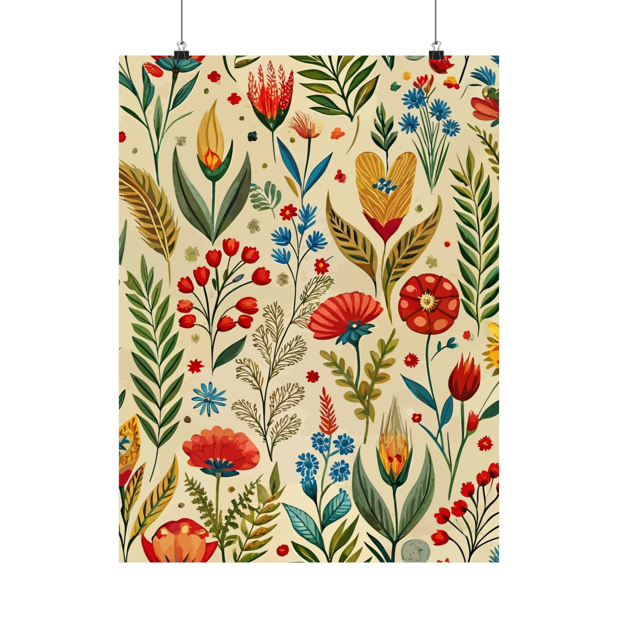 Folk Floral Pattern, Bulgarian Inspired 02 - 18 in x 24 in Matte Poster