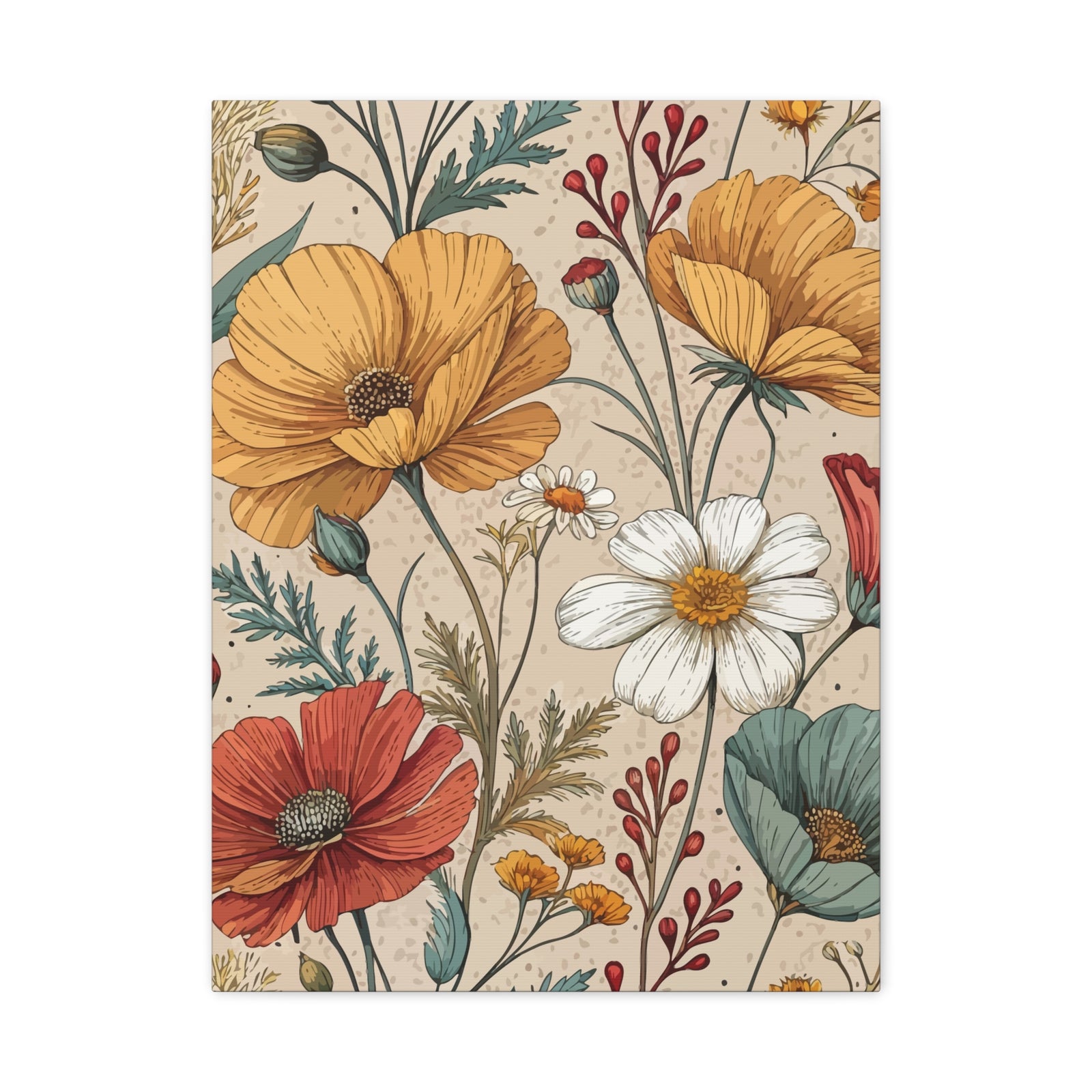 Wildflowers Pattern 031 - 18 in x 24 in Matte Canvas, Stretched, 1.25 in