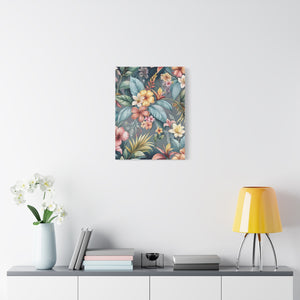Folk Floral Pattern, Balinese Inspired 08 - 18 in x 24 in Matte Canvas, Stretched, 1.25 in