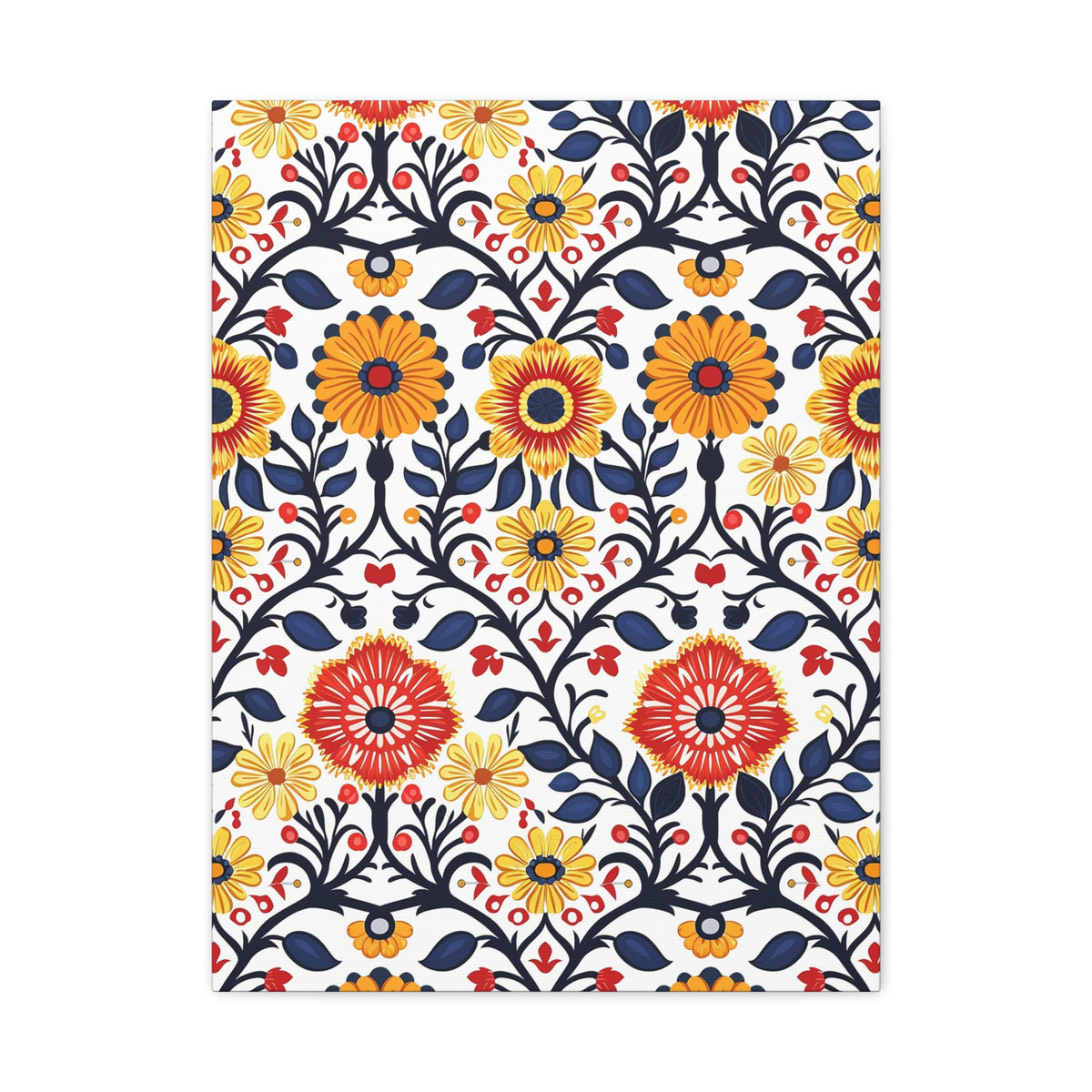 Mexican Floral Fiesta Pattern 043 - 18 in x 24 in Matte Canvas, Stretched, 1.25 in