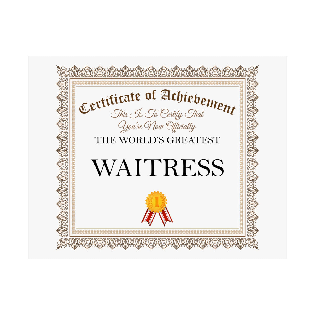 World's Greatest Waitress - 14 in x 11 in Matte Poster