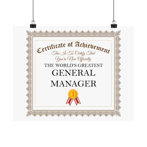 World's Greatest General Manager - 14 in x 11 in Matte Poster
