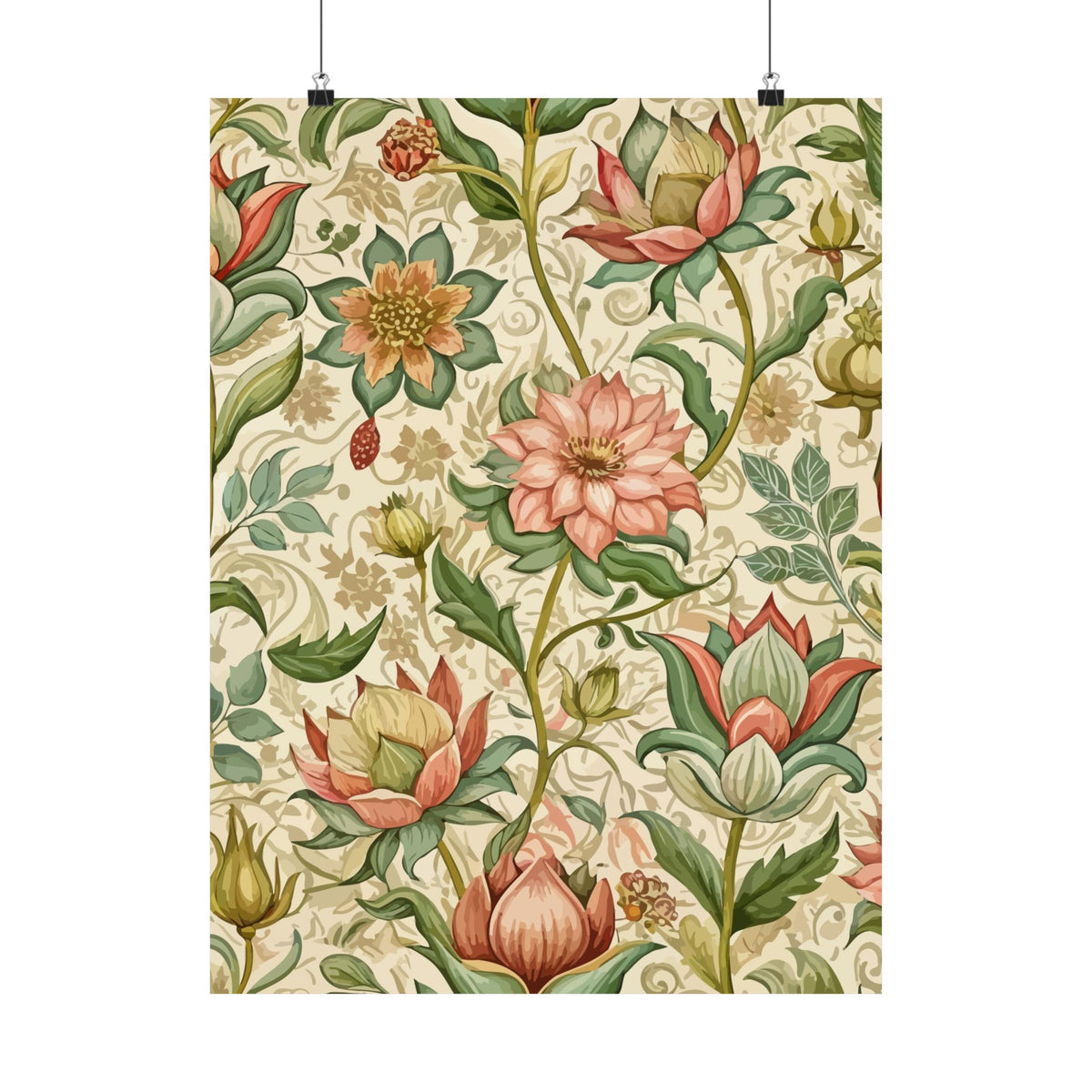 Folk Floral Pattern, Himalayan Inspired 02 - 18 in x 24 in Matte Poster