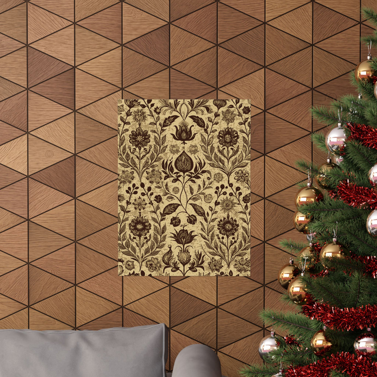 Folk Floral Pattern, Afghan Inspired 02 - 18 in x 24 in Matte Poster