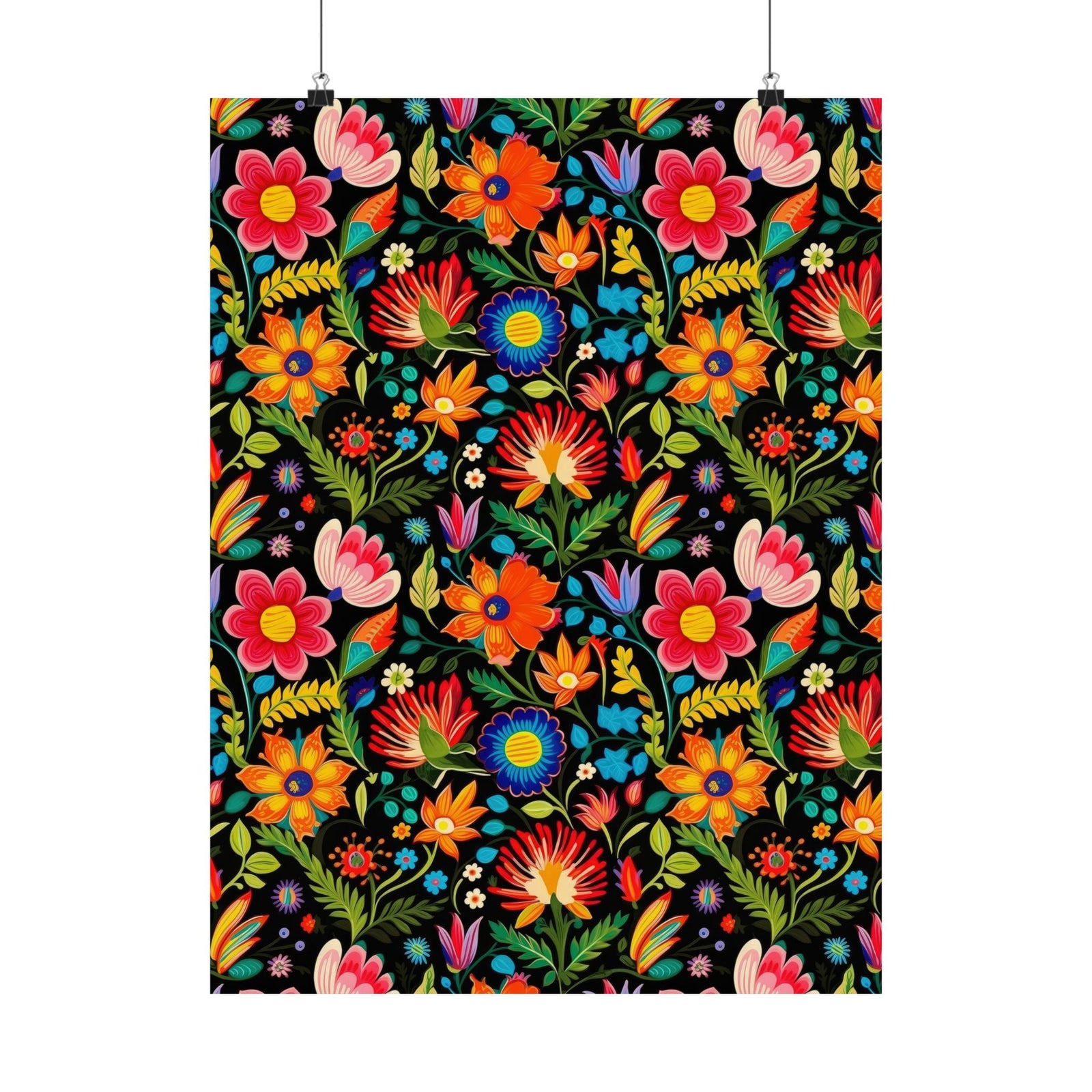 Mexican Floral Fiesta Pattern 039 - 18 in x 24 in Matte Poster