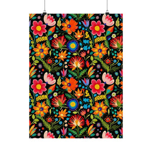 Mexican Floral Fiesta Pattern 039 - 18 in x 24 in Matte Poster
