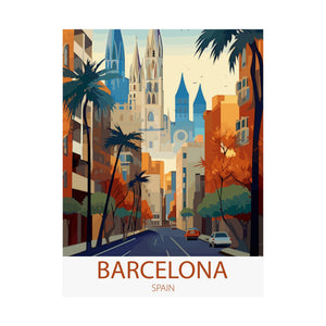 Famous Travel Destinations - Barcelona, Spain - 18 in x 24 in Matte Poster