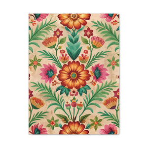 Folk Floral Pattern, Peruvian Inspired 01 - 18 in x 24 in Matte Canvas, Stretched, 1.25 in