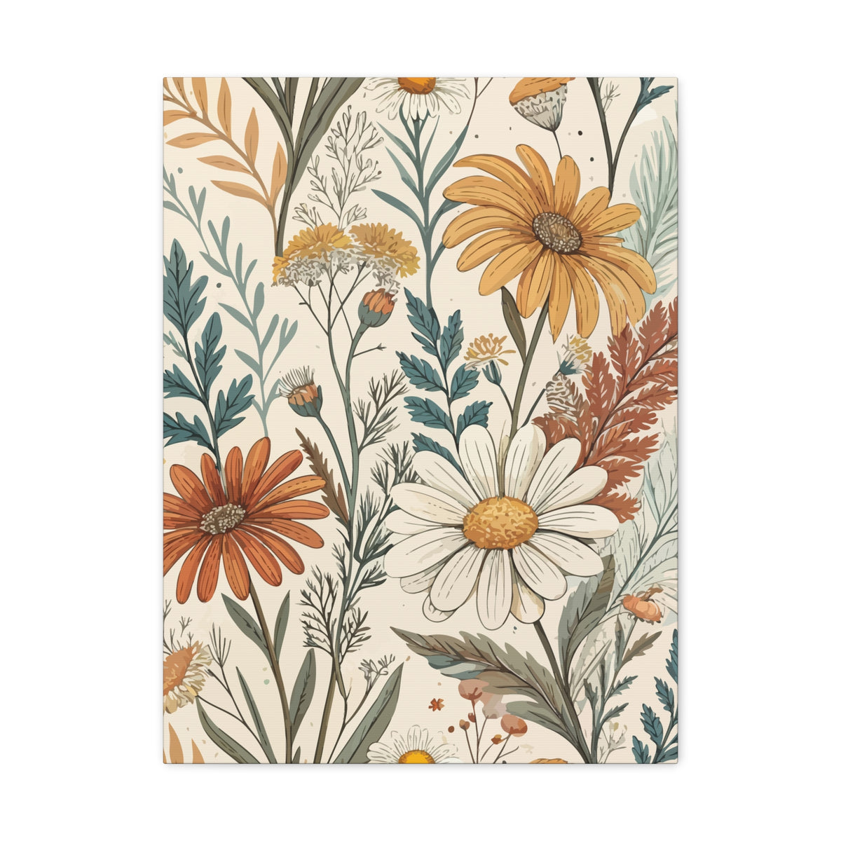 Wildflowers Pattern 016 - 18 in x 24 in Matte Canvas, Stretched, 1.25 in