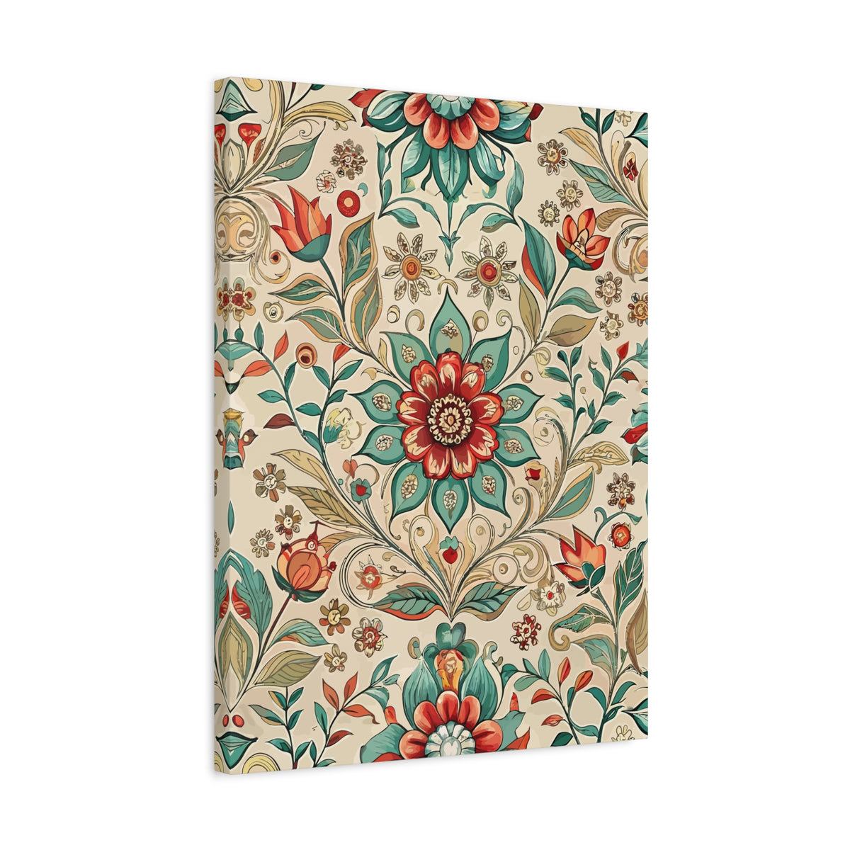 Folk Floral Pattern, Moroccan Inspired 02 - 18 in x 24 in Matte Canvas, Stretched, 1.25 in