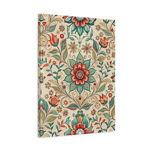 Folk Floral Pattern, Moroccan Inspired 02 - 18 in x 24 in Matte Canvas, Stretched, 1.25 in