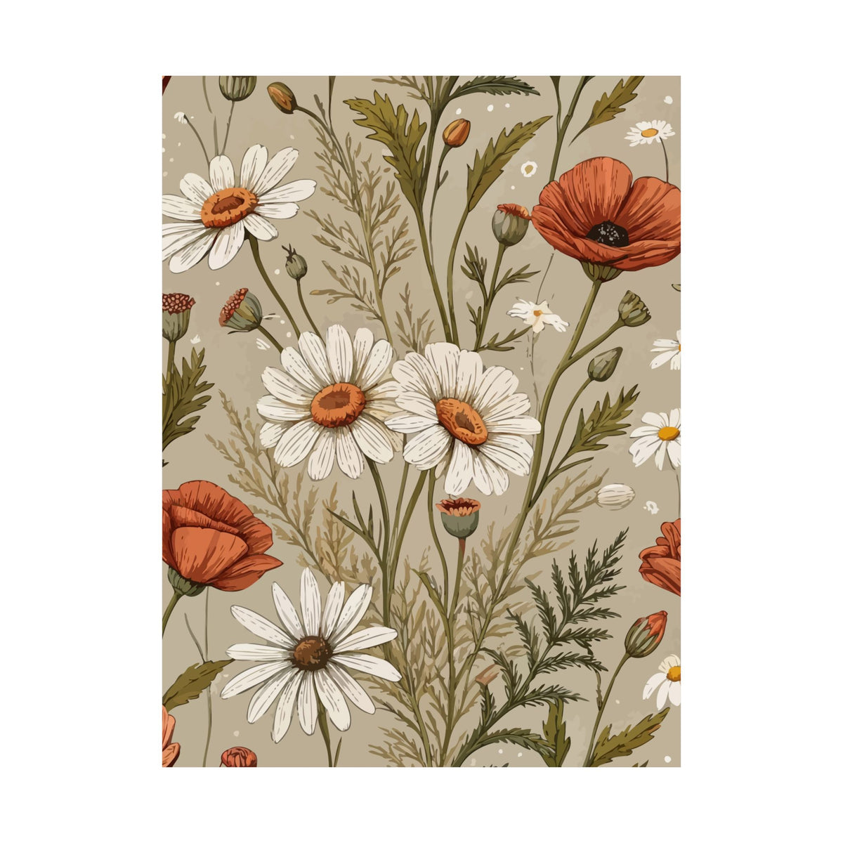Wildflowers Pattern 136 - 18 in x 24 in Matte Poster